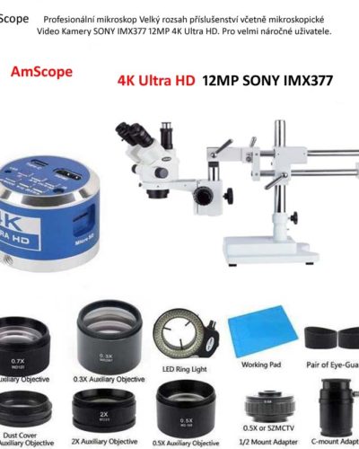 AmScope 3.5X-90X Trinokularni Stereo Mikroskop +Mikroskop Kamera 4K SONY IMX377 Ultra HD 12MP