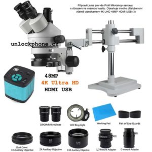 Mikroskop Profesionální sestava 3.5-90X Trinokulární Stereo Mikroskop Hlava 4K Ultra HD 48MP Mikroskopická Kamera HDMI USB (3)